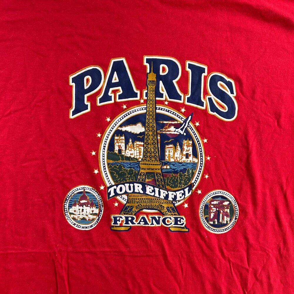 Ink Collection Shirt Male L Red Short Sleeve Paris Tour Eiffel France Cotton - Picture 3 of 6